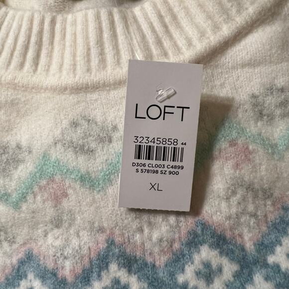 NWT LOFT Whisper White & Pastels Fair Isle Relaxed Sweater - Picture 7 of 8